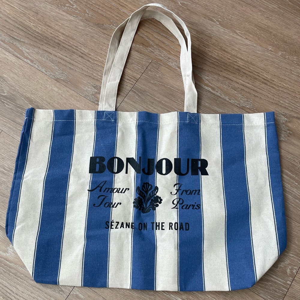 NEW Sézane Tote Blue and Cream Striped Bonjour Tote from Ciao Italia Collection